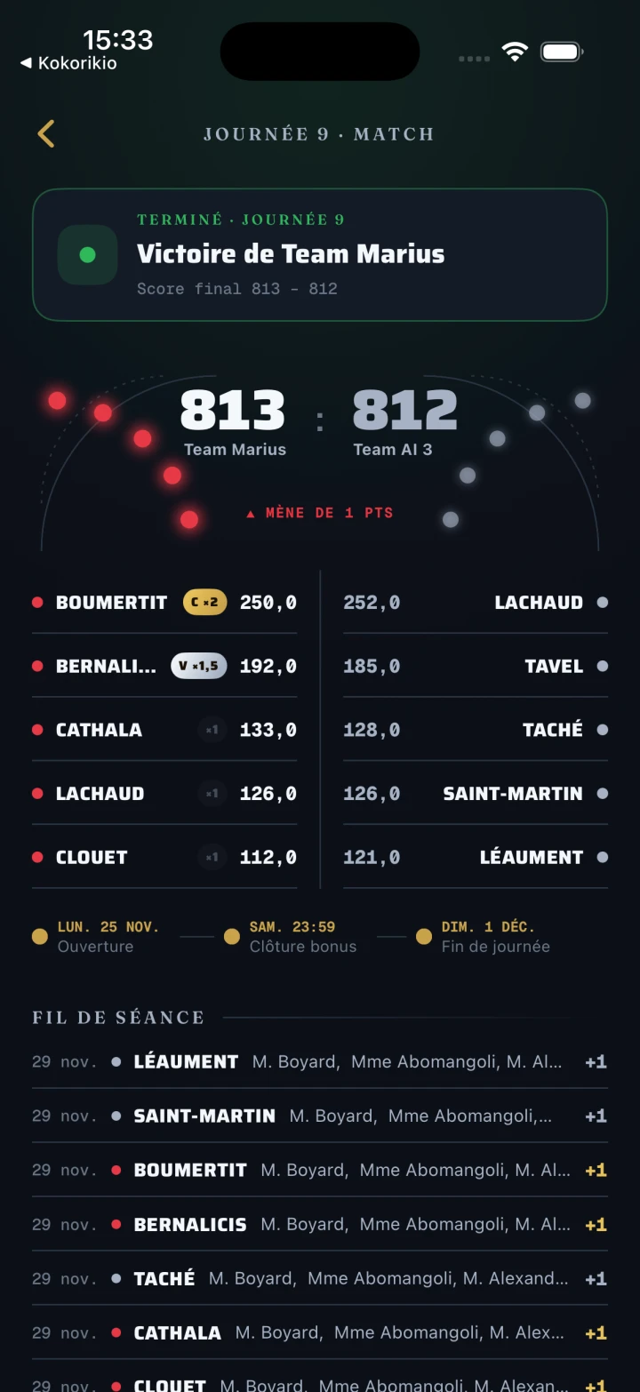 Le match : Team Marius 813 – Team AI 3 812